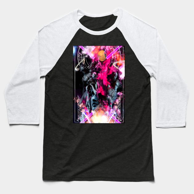 Greek Mythology Statue of Gods creating in the Nebula Galaxy Sky Baseball T-Shirt by Glass Table Designs